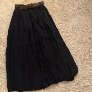 VINTAGE Semi Sheer Navy Blue Pleated Skirt